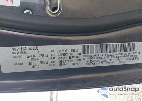 2018 Dodge Journey Crossroad z USA, uszkodzony, nr VIN 3C4PDCGG9JT339562